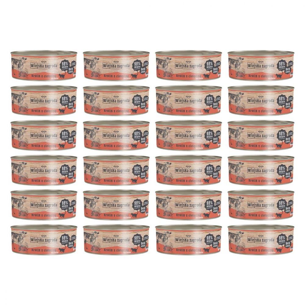 Pakiet Wiejska Zagroda Królik z Cielęciną Dla Kociąt 24 x 85 g