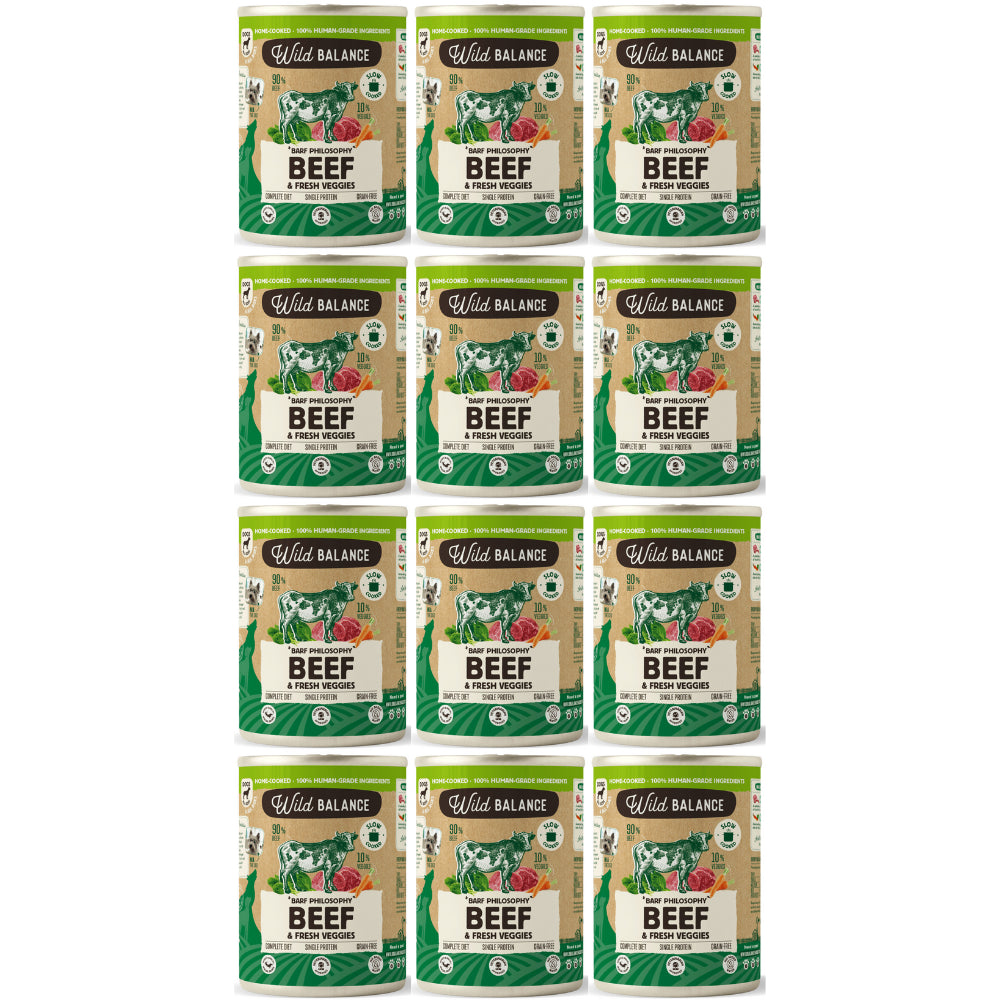 Pakiet Wild Balance Mokra Karma Dla Psów Wszystkich Ras w Każdym Wieku Wołowina z Marchwią i Szpinakiem 12 x 400 g