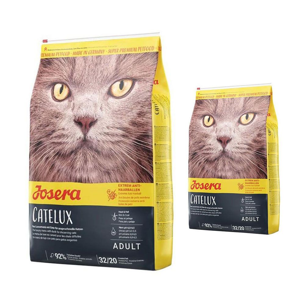 Pakiet Josera Catelux Kaczka Ziemniaki Skóra Sierść Odkłaczanie 10 kg + Josera Catelux Kaczka Ziemniaki Skóra Sierść Odkłaczacz 400 g GRATIS