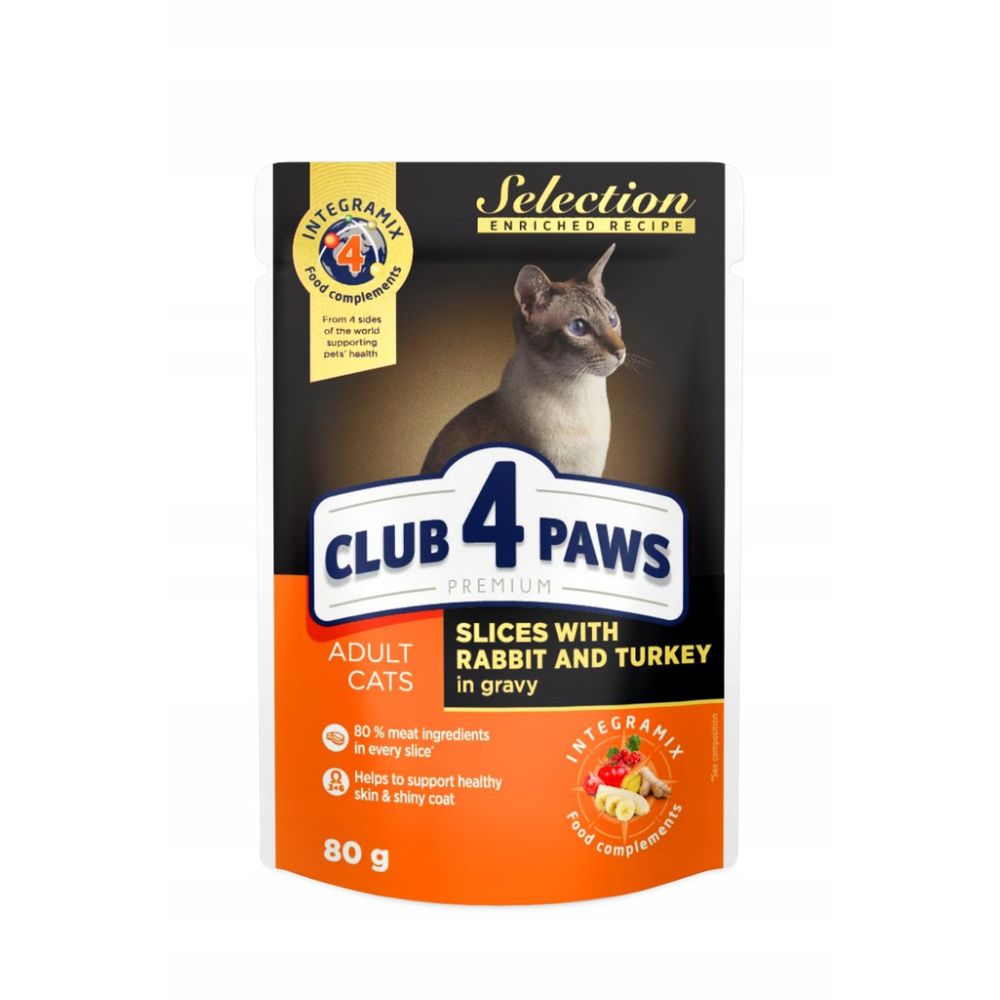 Club 4 Paws Pakiet Kawałki Z Królikiem I Indykiem W Sosie (20+4)  1,92 kg