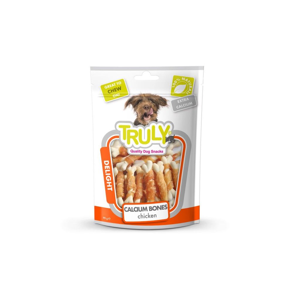 Truly &#65279;Kosteczki z Wapnem Owinięte Mięsem Kurczaka Przysmak Dla Psa 90 g