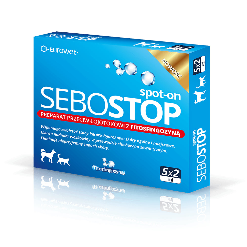 Eurowet Sebostop Spot-on Preparat Przeciw Łojotokowi Dla Psów i Kotów 5 x 2 ml