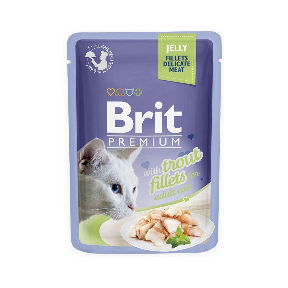 Brit Premium Trout Fillets in Jelly Pstrąg Galaretka Mokra Karma Dla Kota 85 g