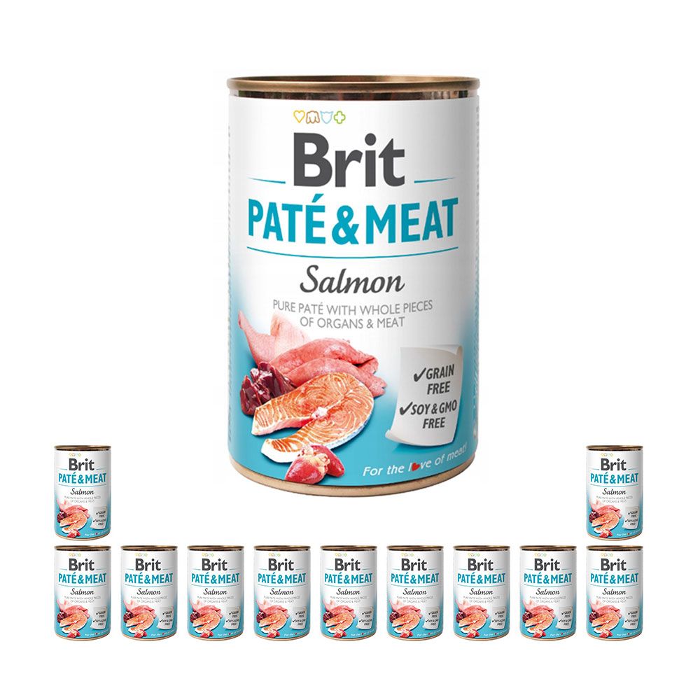 PAKIET FBA Brit Pate & Meat Salmon Łosoś Mokra Karma Dla Psa 400 g X 12
