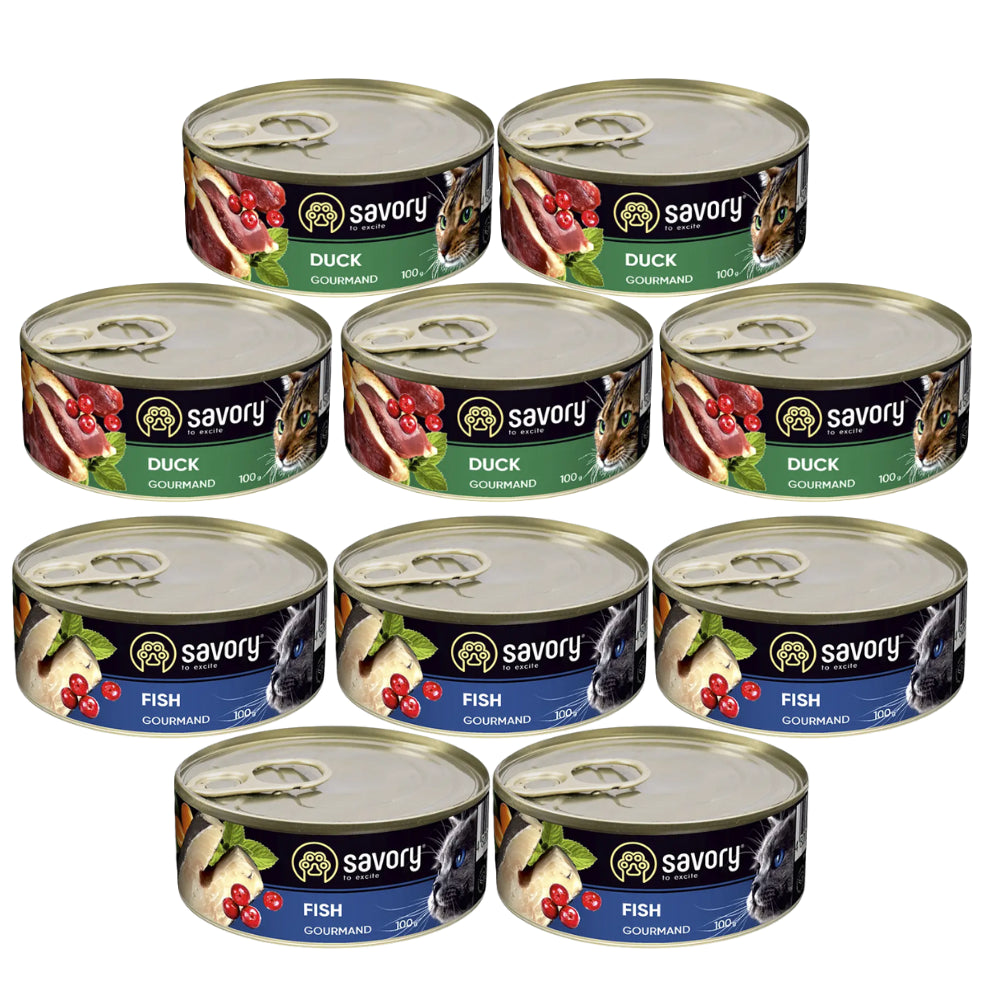 Pakiet Savory Cat Adult Karma Mokra Dla Dorosłych Kotów Mix Smaków 10 x 100 g