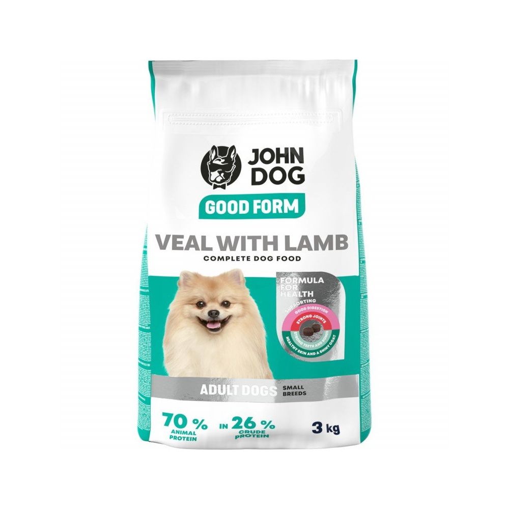 John Dog Good Form Karma Sucha Dla Psów Małych Ras z Cielęciną i Jagnięciną 3 kg
