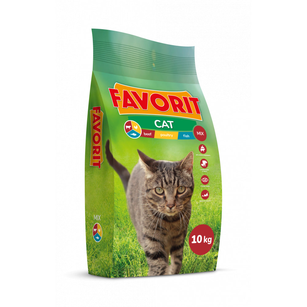Favorit Karma Dla Dorosłych Kotów Wołowina, Drób, Ryba 10 kg