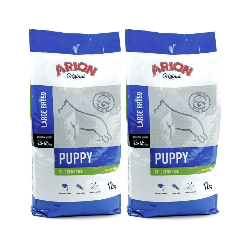 Pakiet Arion Original Chicken & Rice Large Puppy Kurczak & Ryż Karma Dla Szczeniąt Dużych Ras 2 x 12 kg