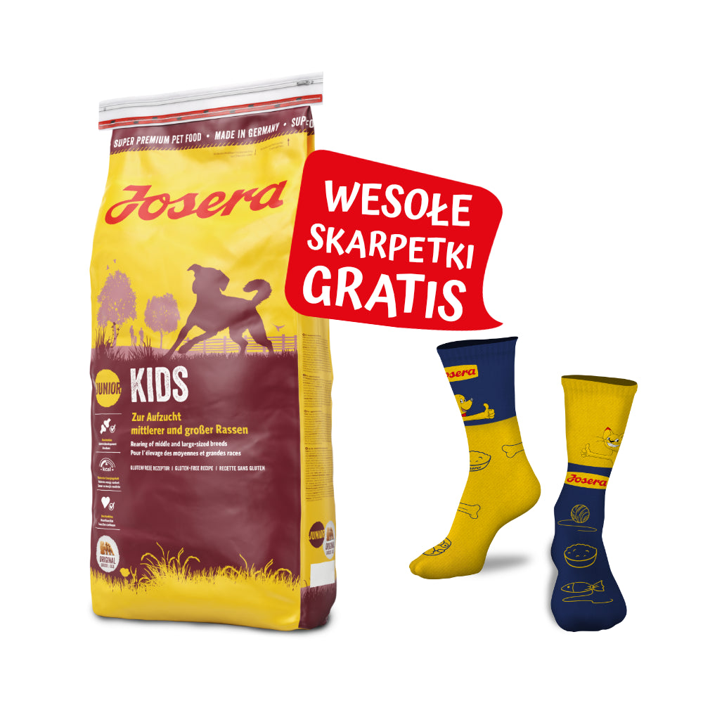 Pakiet Josera Kids Junior Średnie i Duże Rasy 15 kg + Skarpetki GRATIS!