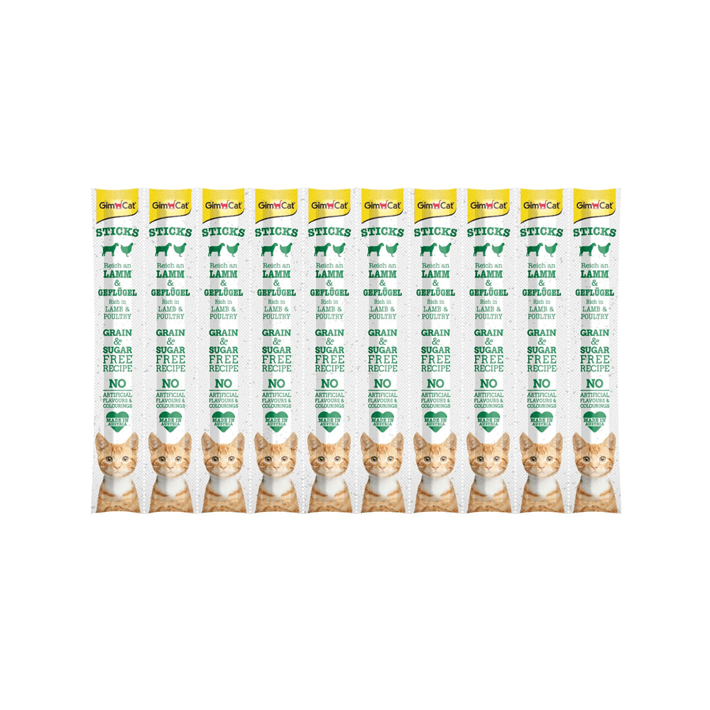 GIMCAT Stick kabanosy drób z jagnięciną 10 sztuk przysmak dla kota