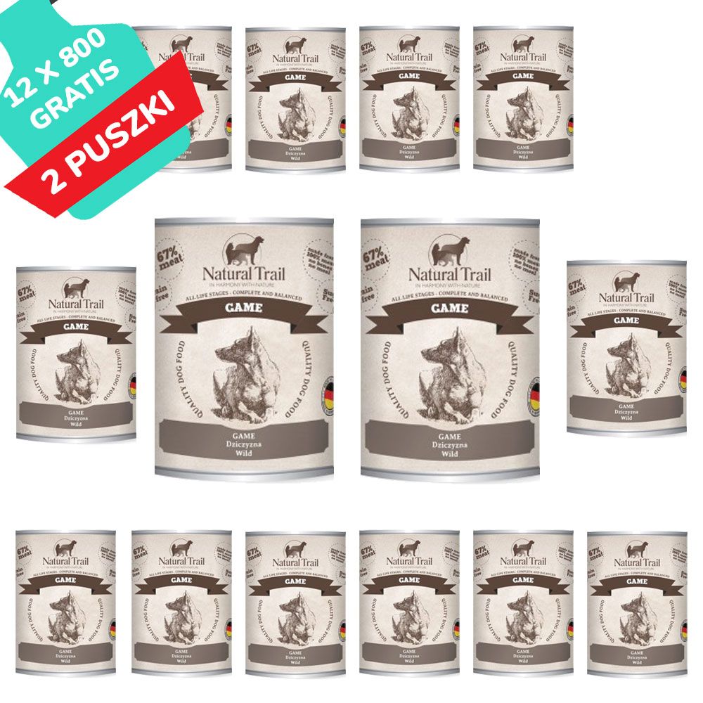 Natural Trail Dziczyzna Bezzbożowa Karma Dla Psa 12 x 800 g + 2 gratis