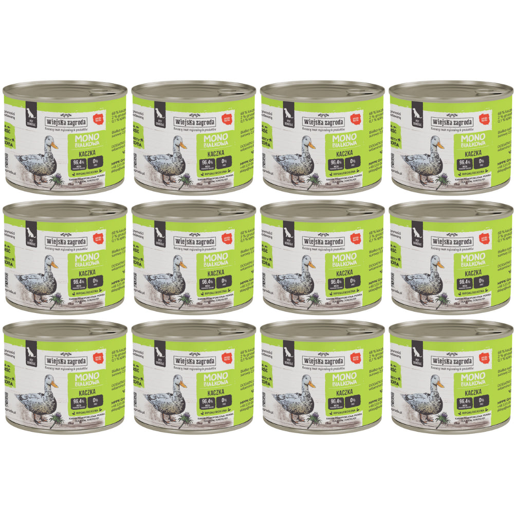 Pakiet Wiejska Zagroda Monoproteinowa Mokra Karma Dla Dorosłych Psów Kaczka 12 x 200 g
