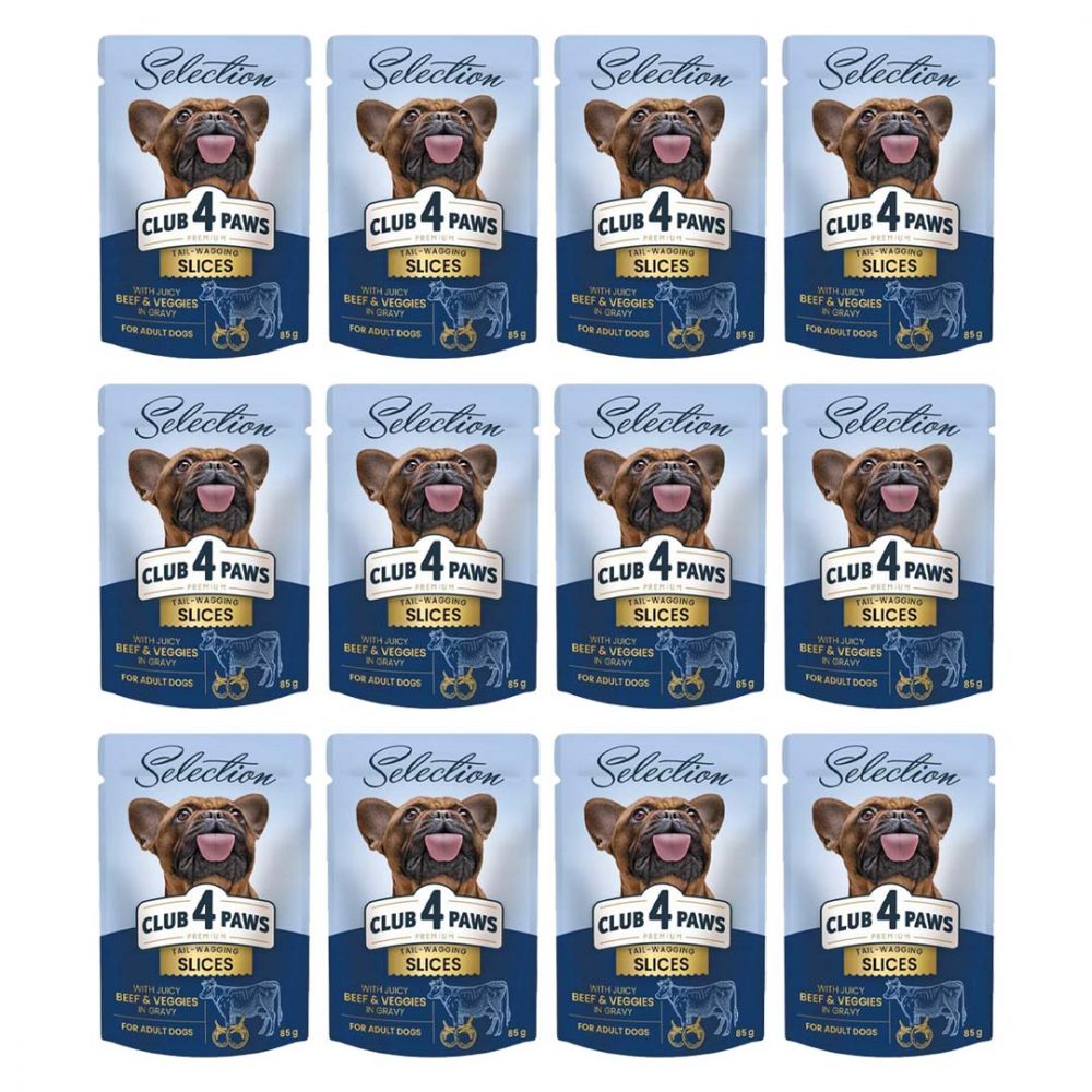 Pakiet Club 4 Paws Mokra Karma Dla Dorosłych Psów Małych Ras Wołowina Z Warzywami W Sosie 12 x 85 g