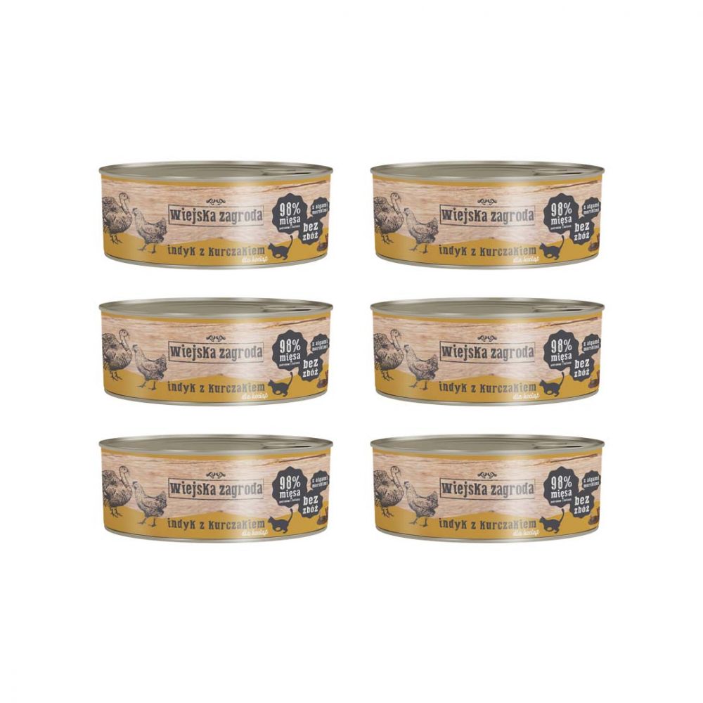 Pakiet Wiejska Zagroda Indyk z Kurczakiem Dla Kociąt 6 x 85 g
