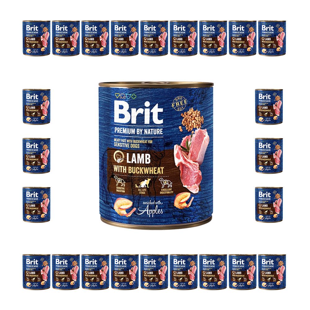 Pakiet Brit Premium By Nature Lamb with Buckwheat Jagnięcina Gryka Mokra Karma Dla Psa  24 x 800 g