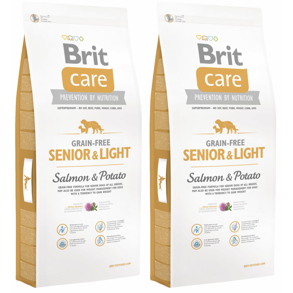 Pakiet Brit Care Grain Free Light Salmon & Potato Łosoś Ziemniaki Bezzbożowa Senior 2 x 12 kg