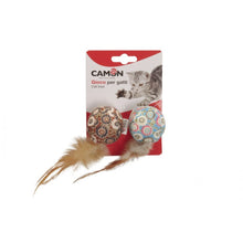 Camon Cat Toy Piłeczki w Kwiaty z Piórkami 2 Sztuki