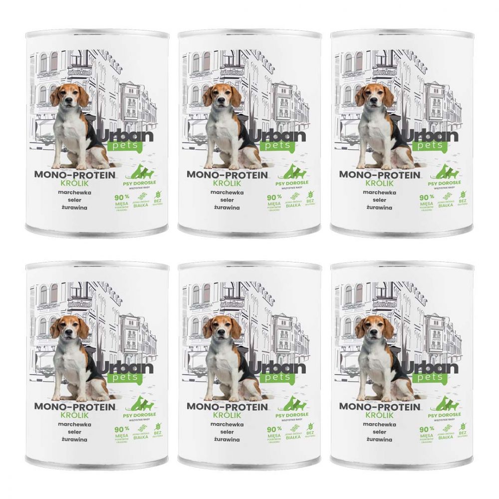 Pakiet Over Zoo Urban Pets Mono Protein Mokra Karma Dla Dorosłych Psów Wszystkich Ras Z Królikiem 6 x 400 g