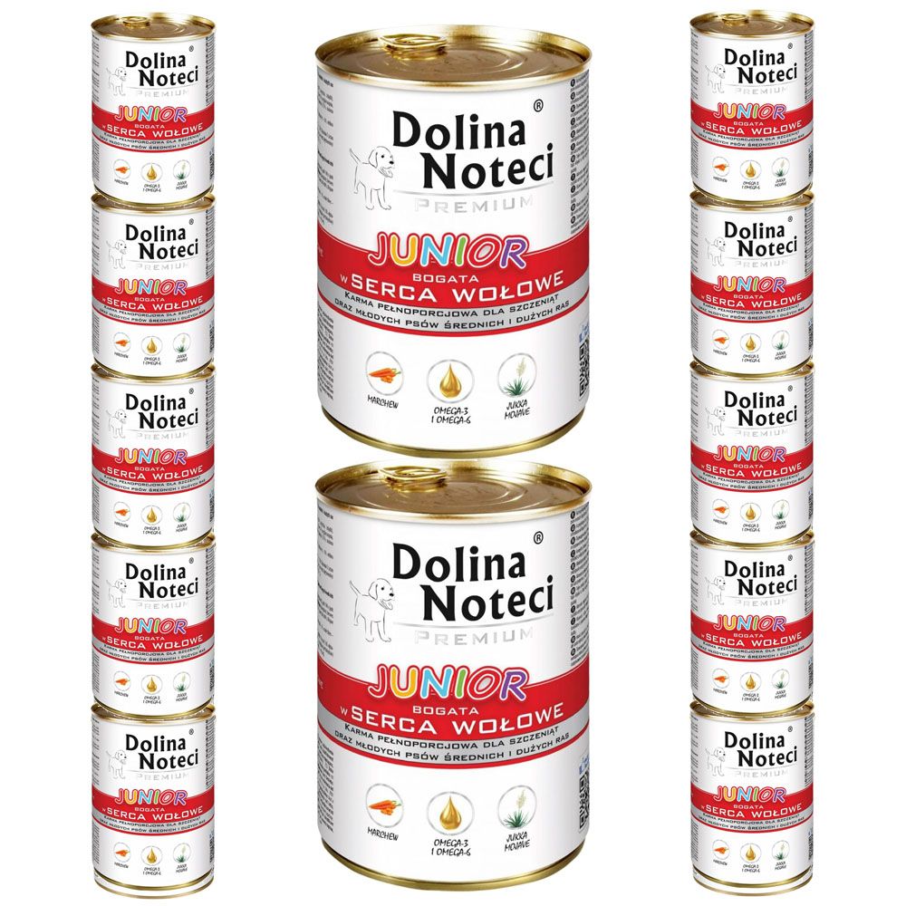 PAKIET FBA Dolina Noteci Premium Bogata w Serca Wołowe Junior 400 g X 12
