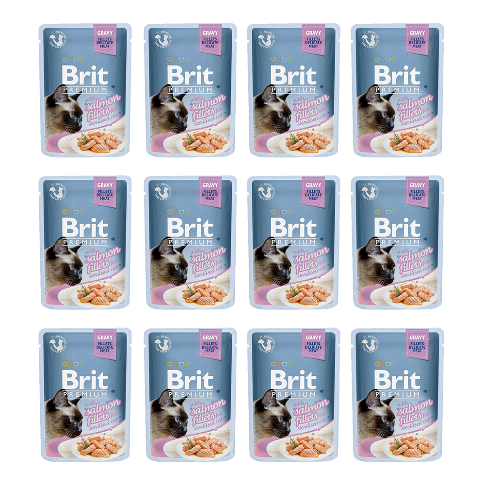 Pakiet Brit Premium Sterilised Cats Salmon Fillets Łosoś Karma Dla Kota  12 x 85 g