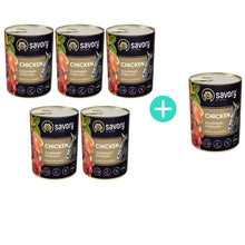 Pakiet Savory Cat Adult Sterilised Chicken Karma Mokra Dla Dorosłych Kotów Po Sterylizacji i Kastracji z Kurczakiem 5 x 400 g + 1 Puszka GRATIS!