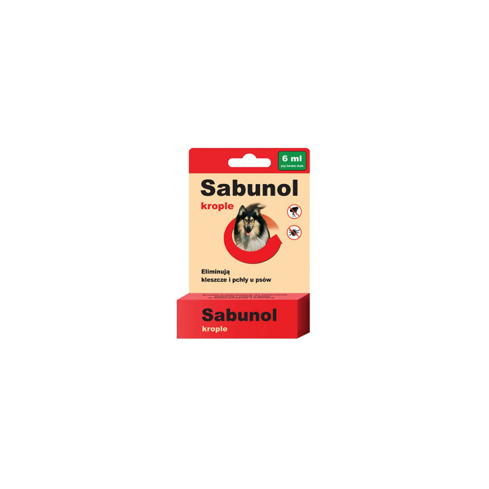 Sabunol Krople 6 ml dla Psa Przeciw Pchłom i Kleszczom