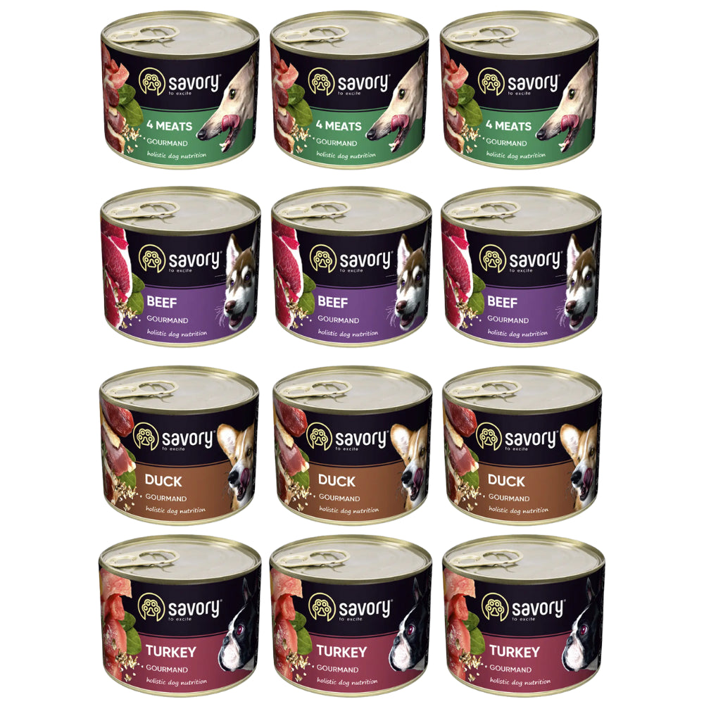 Pakiet Savory Dog Adult Karma Mokra Dla Dorosłych Psów Mix Smaków 12 x 200 g