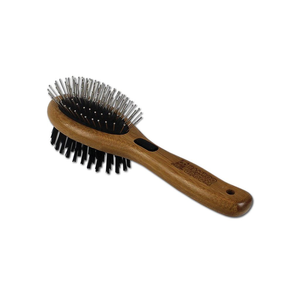 Bamboo Groom Dwustronna Szczotka Z Włosiem I Igłami Ze Stali Nierdzewnej Rozmiar S/M