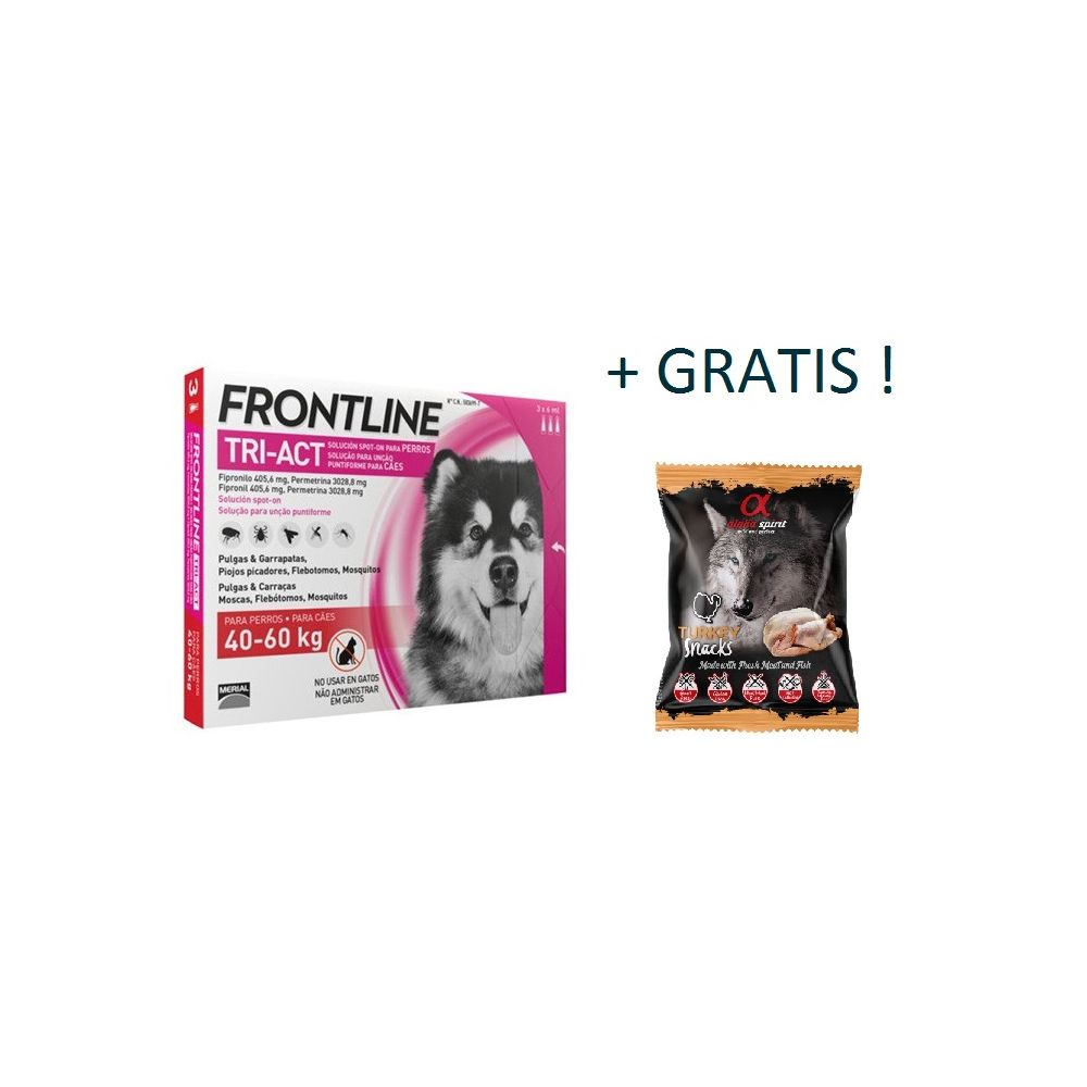 Pakiet Frontline Tri-Act dla Psów 40 - 60 kg XL 3 x 6 ml + Alpha Spirit Przysmak w Kostce z Indykiem 50 g GRATIS!