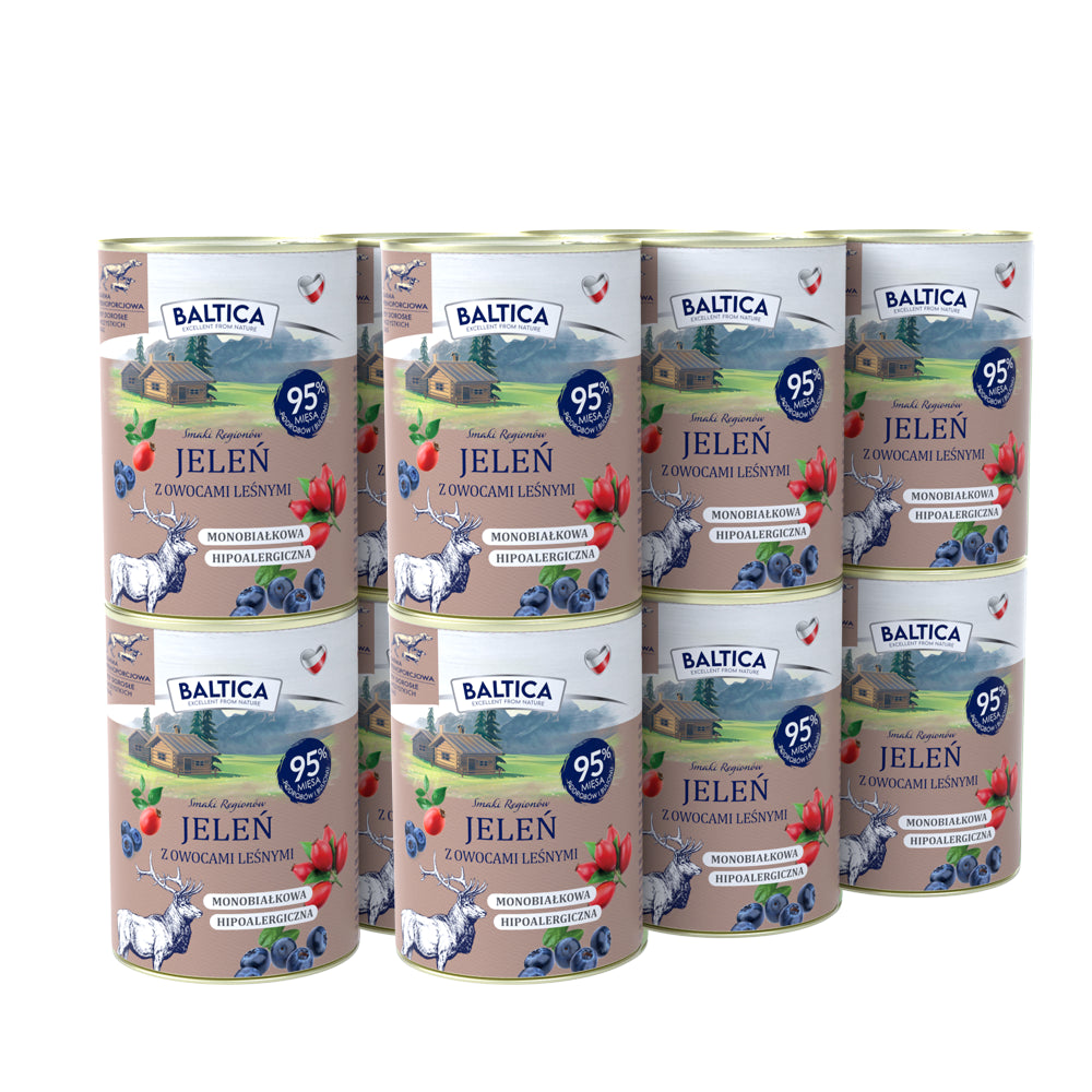BALTICA karma mokra jeleń z owocami leśnymi 12x400g