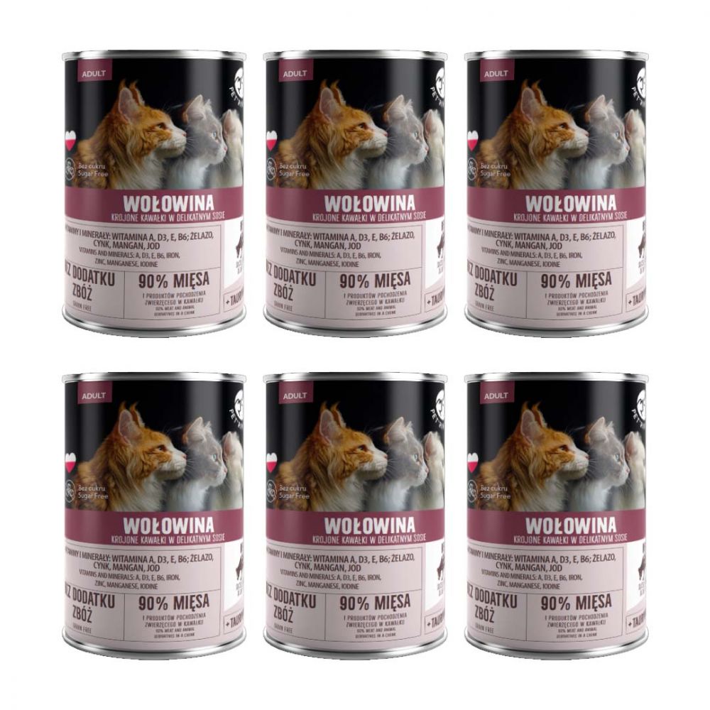 Pakiet PetRepublic Mokra Karma Dla Kotów Wszystkich Ras Z Kawałkami Wołowiny W Sosie 6 x 400 g