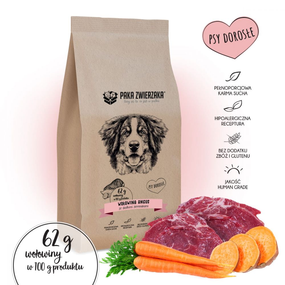 Paka Zwierzaka Bezzbożowa Karma Dla Psa Wołowina Angus 9 kg
