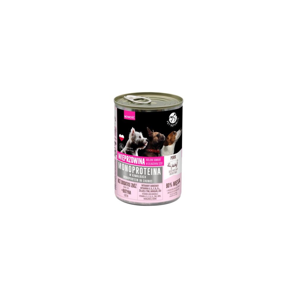 PetRepublic Monoproteinowa Mokra Karma Dla Psów Z Kawałkami Wieprzowiny W Sosie 400 g