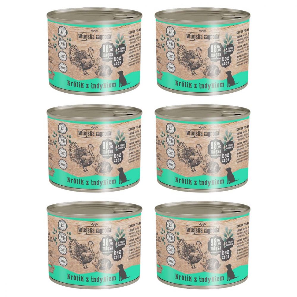 Pakiet Wiejska Zagroda Królik z Indykiem 6 x 200 g