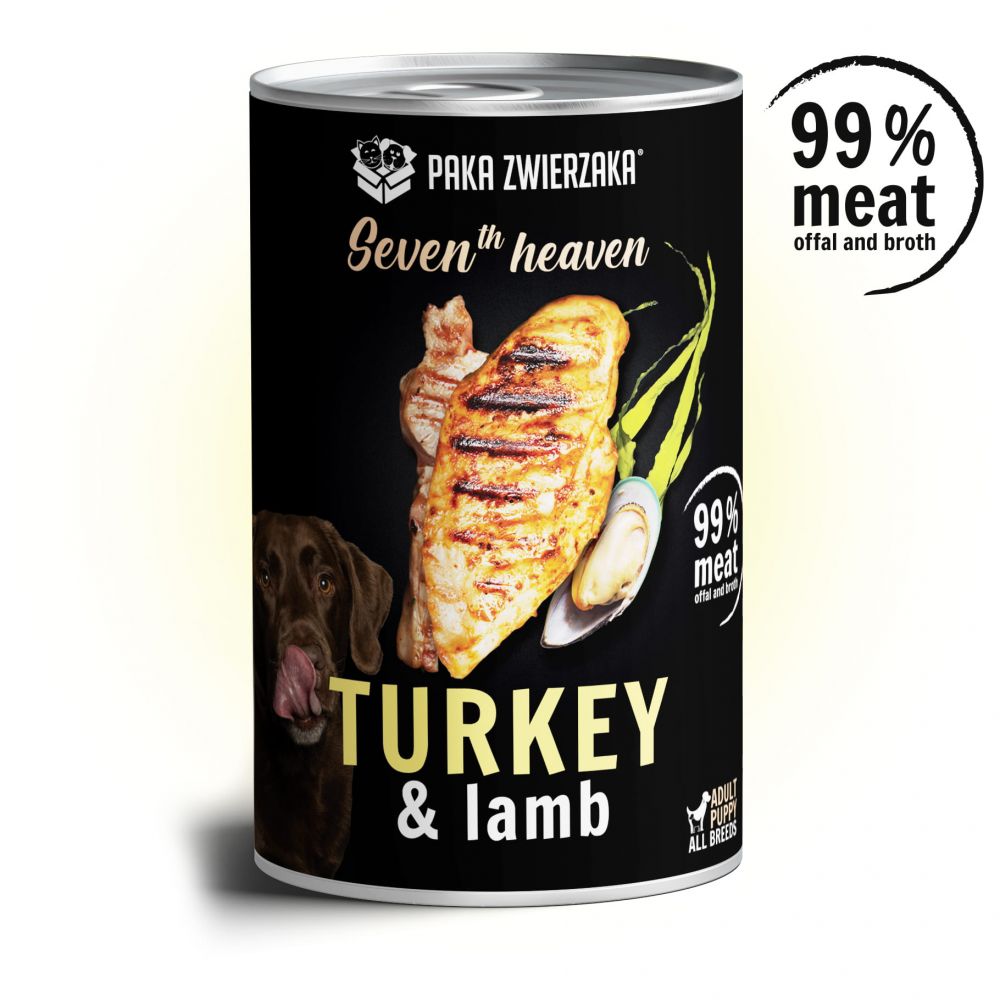 Paka Zwierzaka Seventh Heaven Indyk z Jagnięciną Mokra Karma Dla Psa 400 g