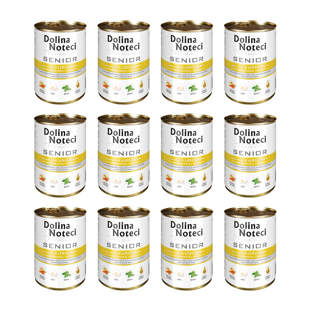Pakiet Dolina Noteci Premium z Kurczakiem Marchewką i Bazylią Senior 12 x 400 g