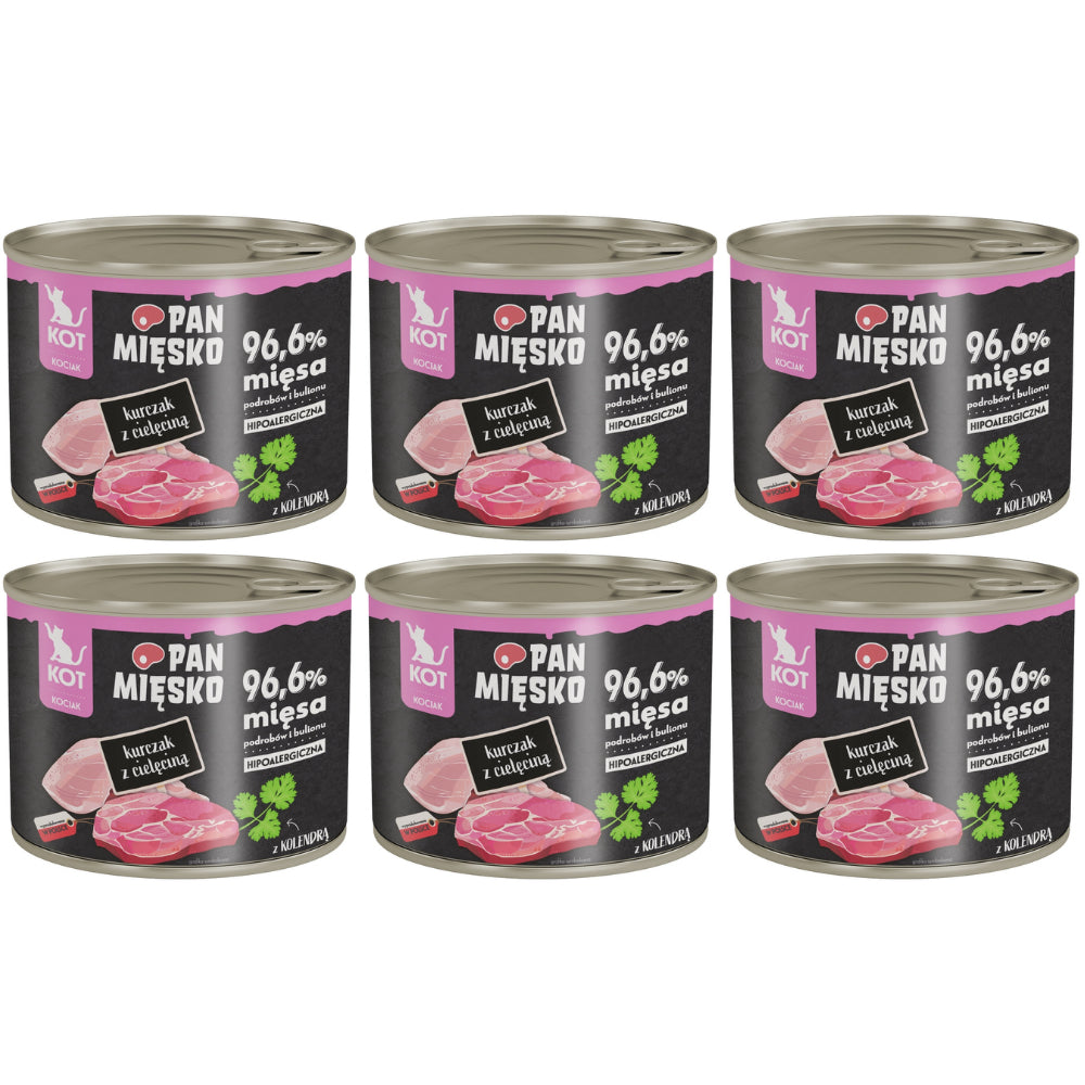 Pakiet Pan Mięsko Mokra Karma Dla Kociąt Kurczak z Cielęciną 6 x 200 g