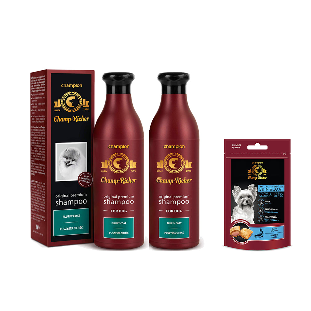 Pakiet Champ - Richer Szampon dla Psów o Puszystej Sierści 2 x 250 ml + Smakołyk Champ - Richer GRATIS!
