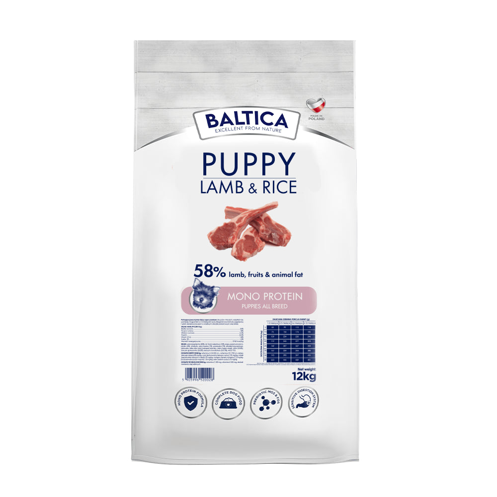 BALTICA Jagnięcina i ryż szczenięta wszystkie rasy 12 kg