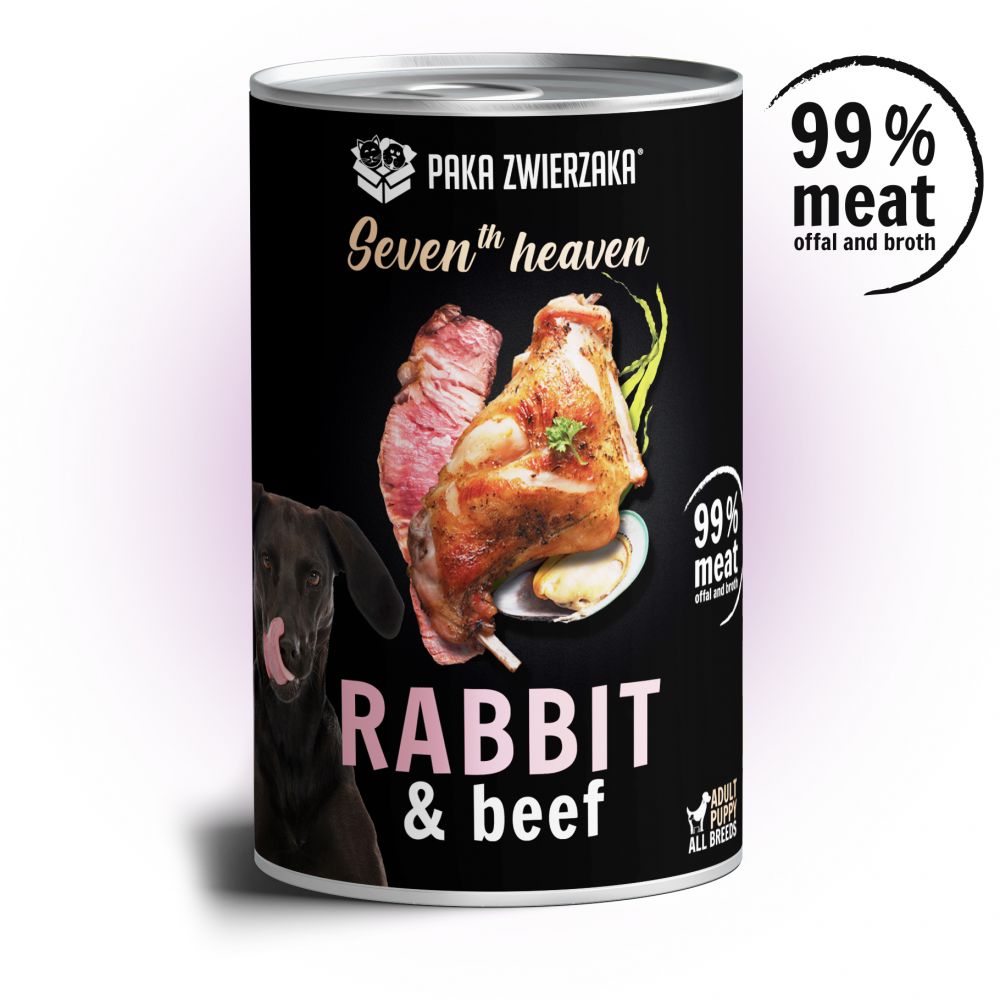 Paka Zwierzaka Seventh Heaven Królik z Wołowiną Mokra Karma Dla Psa 400 g