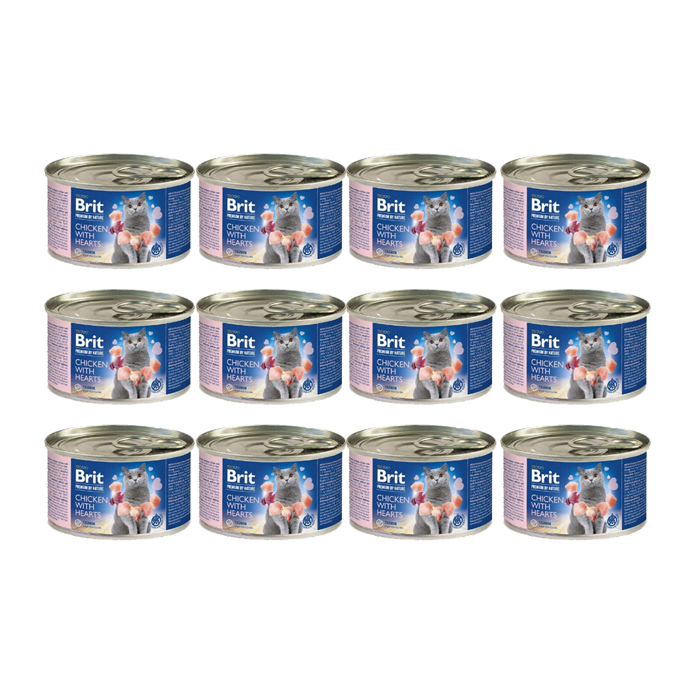 Pakiet Brit Premium by Nature Cat Chicken with Hearts Kurczak Serca Pasztet Dla Kota 12 x 200 g