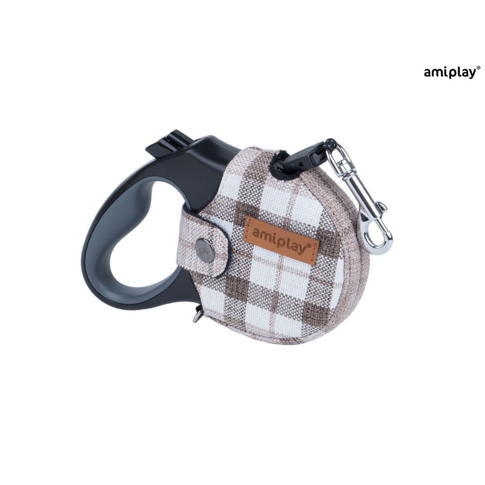 Amiplay Smycz Automatyczna Infini London Brązowa 3M - 12 Kg Rozmiar S