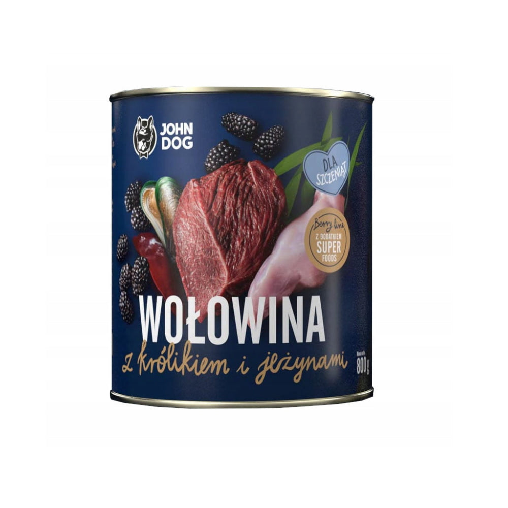 John Dog Berry Mokra Karma Dla Szczeniąt Wszystkich Ras Wołowina i Królik z Jeżynami 800 g