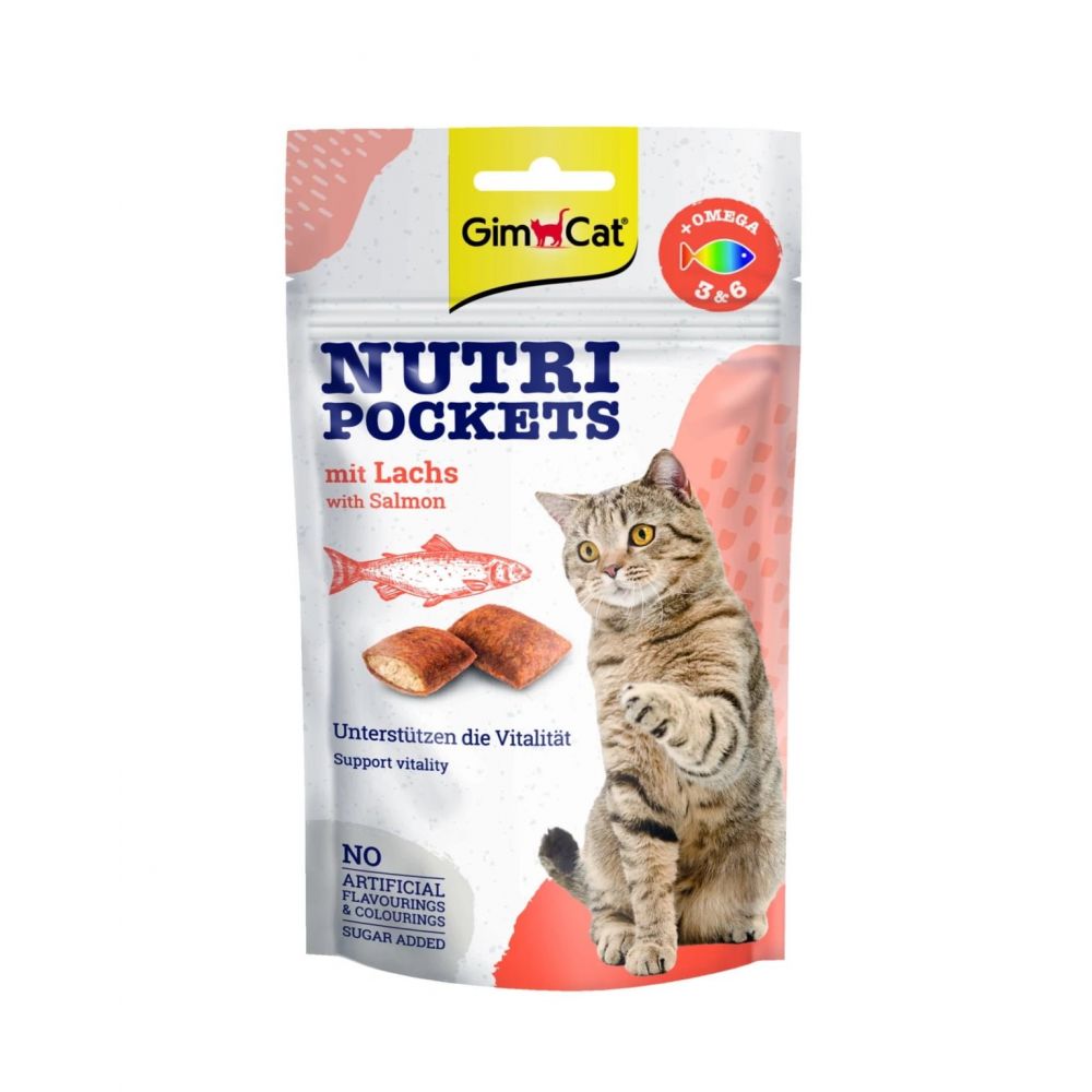 GIMCAT Nutri Pockets Omega 3 i 6 z łososiem 60g