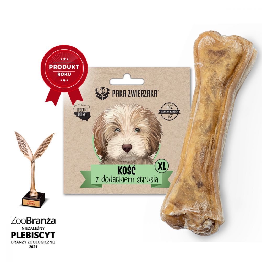 Paka Zwierzaka Kość z Dodatkiem Strusia XL Przysmak Dla Psa 115 g