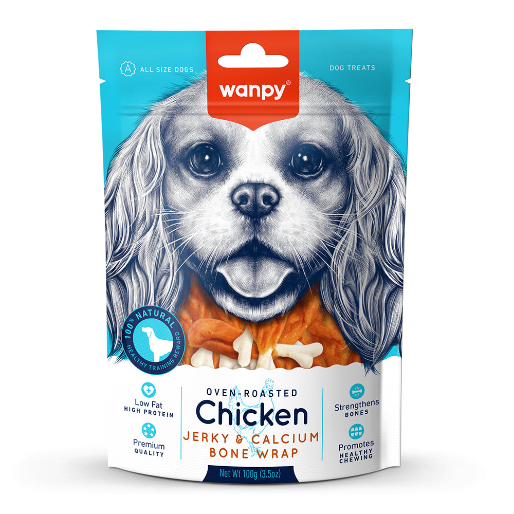 Wanpy Chicken Jerky & Calcium Bone Wrap Kostki z Kurczakiem Przekąska Dla Psa 100 g