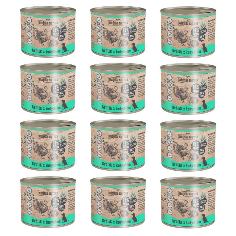 Pakiet Wiejska Zagroda Królik z Indykiem 12 x 200 g