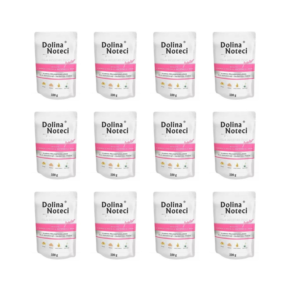 Pakiet Dolina Noteci Premium Serca Indyka i Wątróbka z Gęsi Junior 12 x 100 g