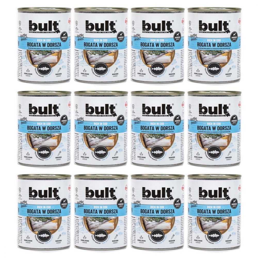 Pakiet Bult Karma Mokra Dla Dorosłych Psów Bogata w Dorsza 12 x 800 g