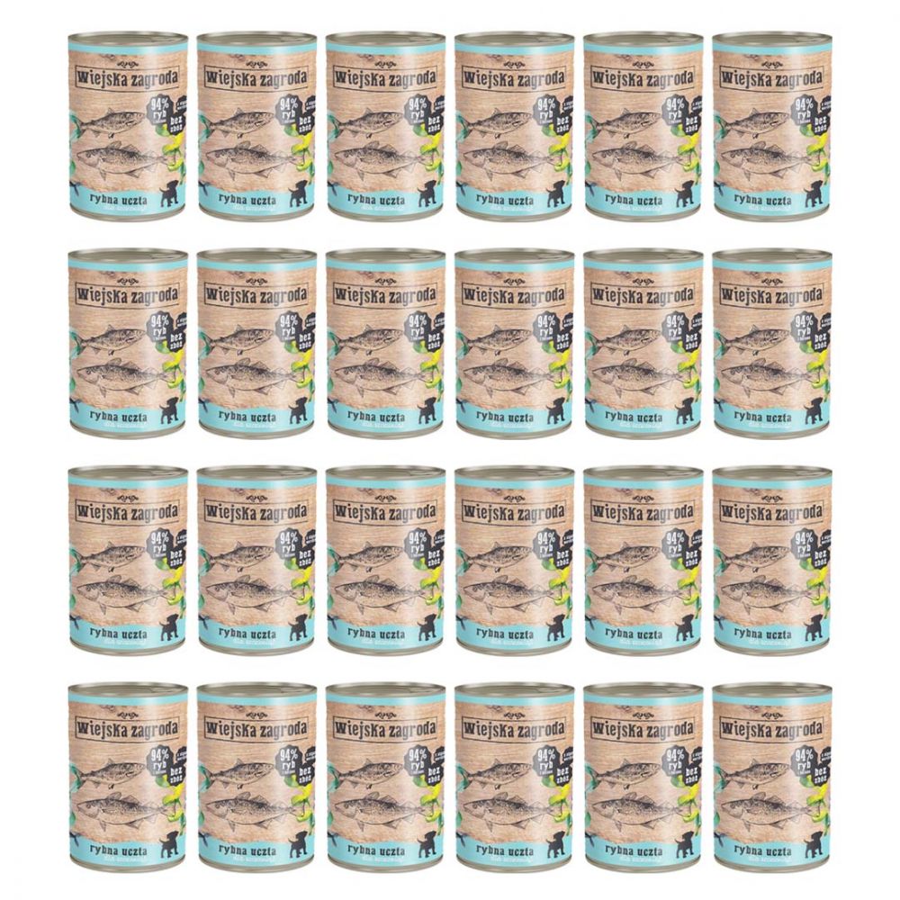 Pakiet Wiejska Zagroda Rybna Uczta dla Szczeniąt 24 x 400 g